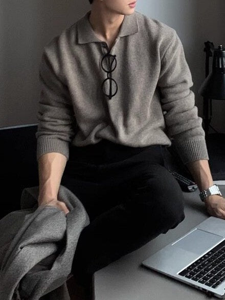 ポロカラー ボタンニットプルオーバー TK0395