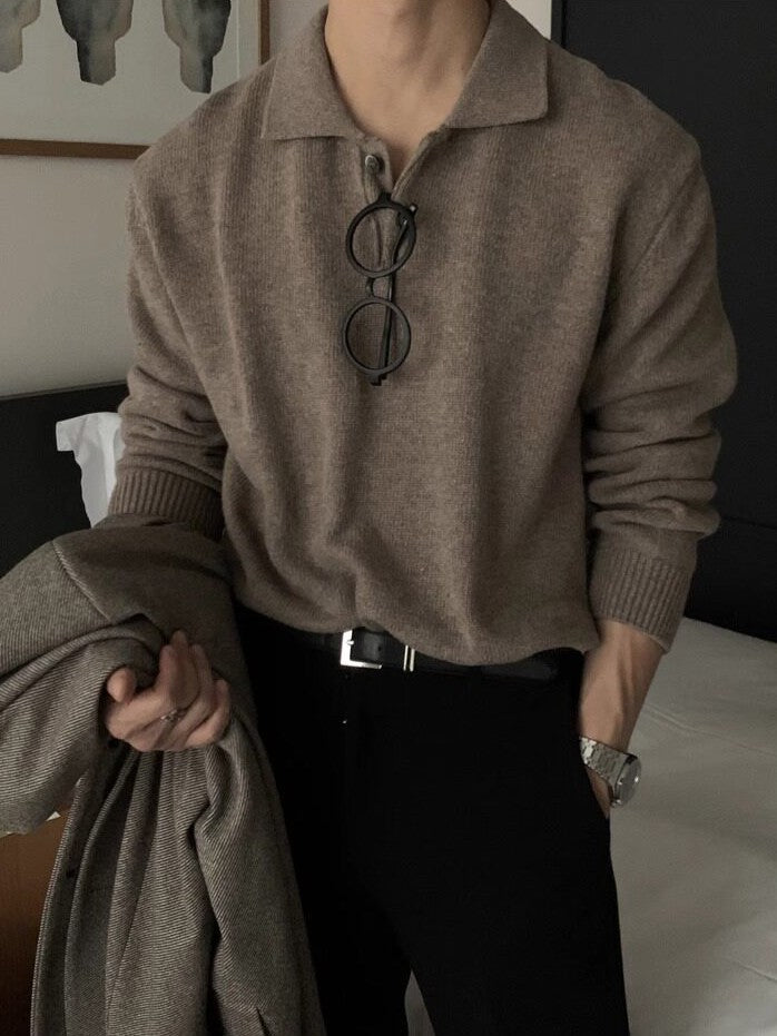 ポロカラー ボタンニットプルオーバー TK0395