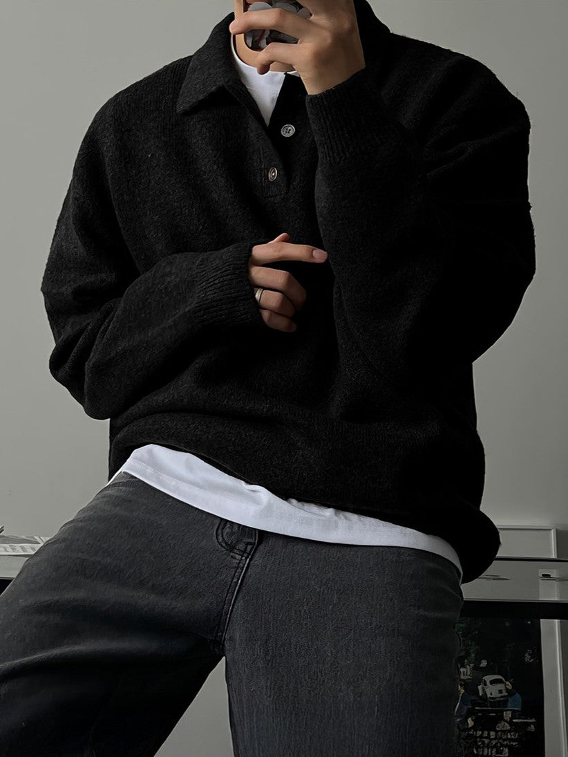 ポロカラー ボタンニットプルオーバー TK0395