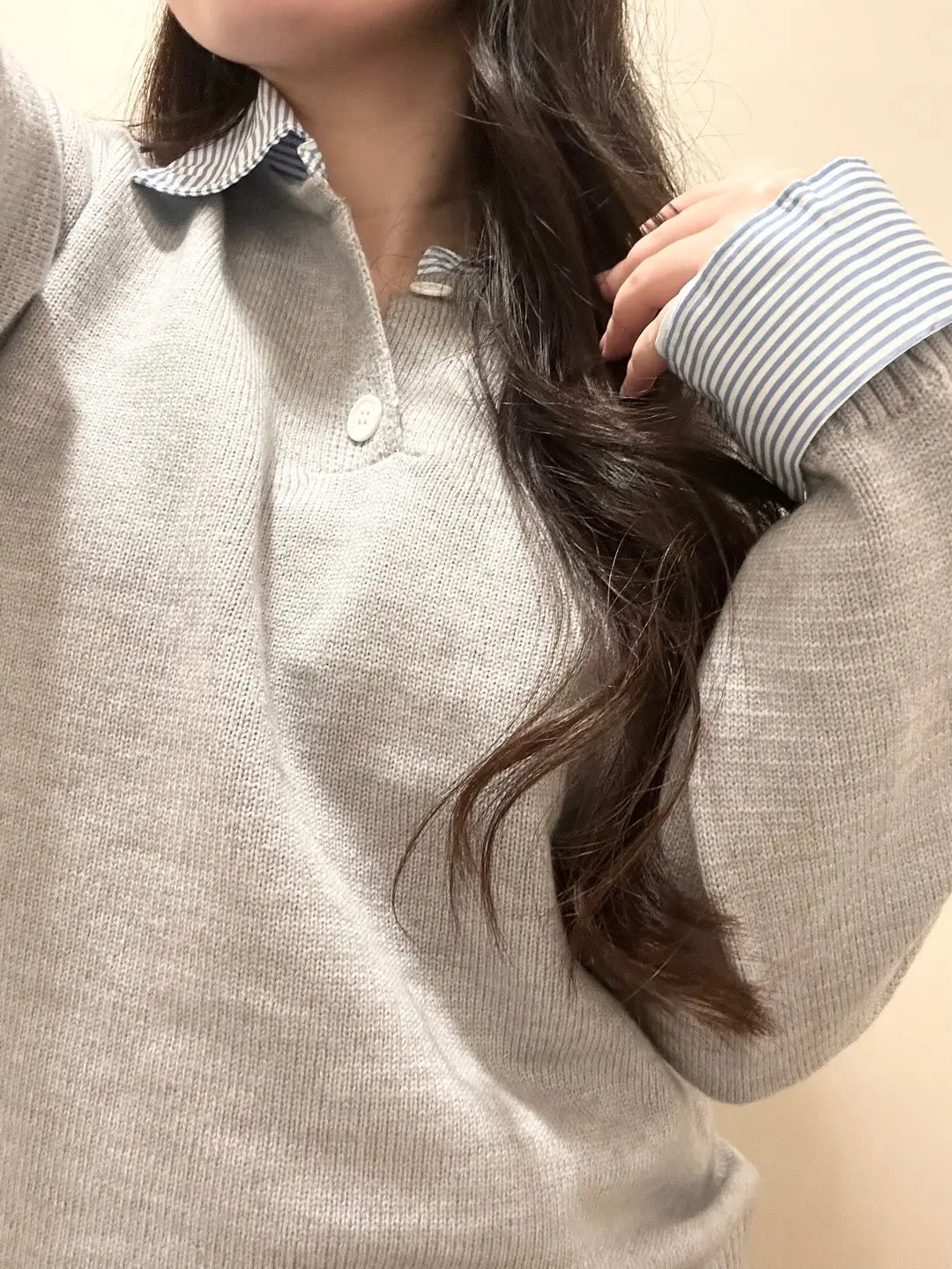 「nono」フェイクレイヤード ニットトップス TK0399