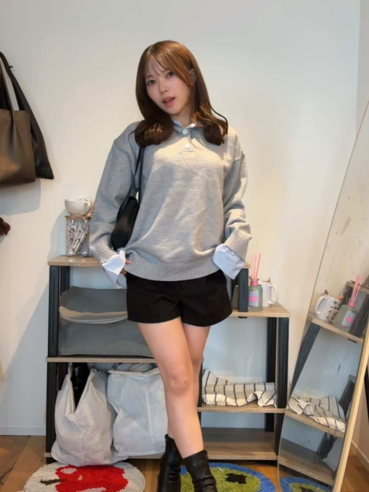 「yonjochan」フェイクレイヤード ニットトップス TK0399