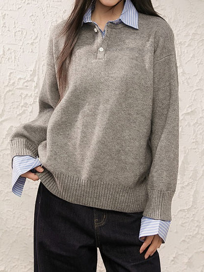 「限定セール」フェイクレイヤード ニットトップス TK0399