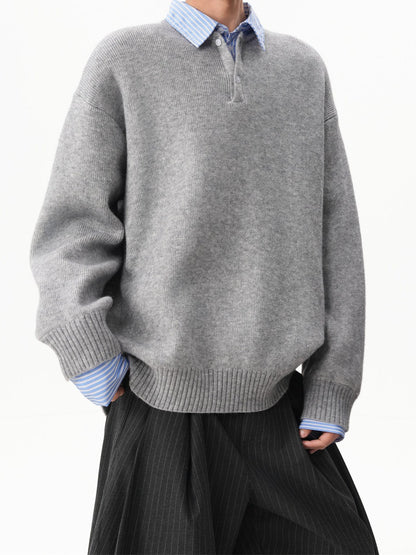 「限定セール」フェイクレイヤード ニットトップス TK0399