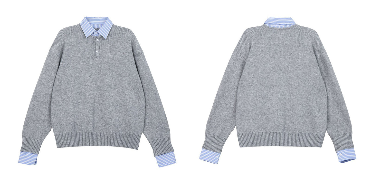 「限定セール」フェイクレイヤード ニットトップス TK0399