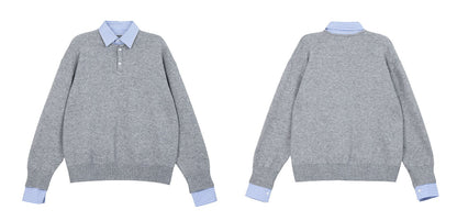 「限定セール」フェイクレイヤード ニットトップス TK0399