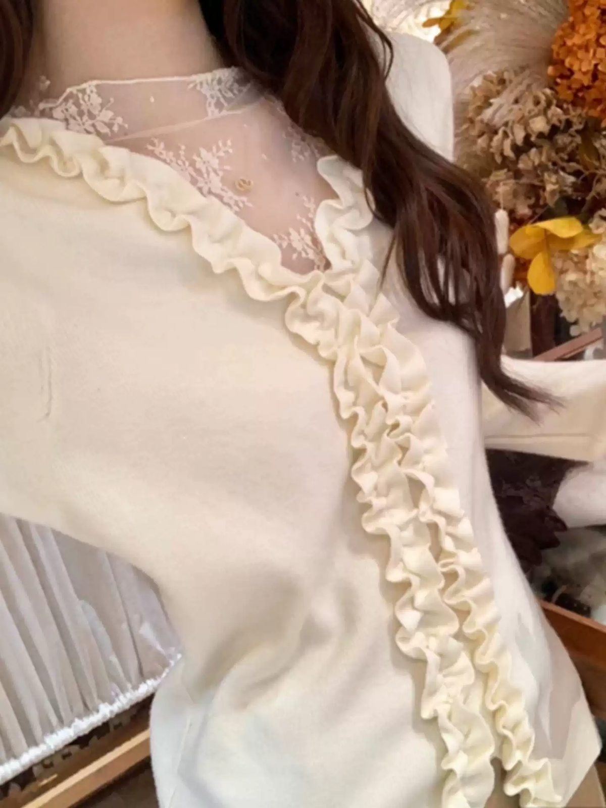 アプリコット フリルリボンカットソー TK0408