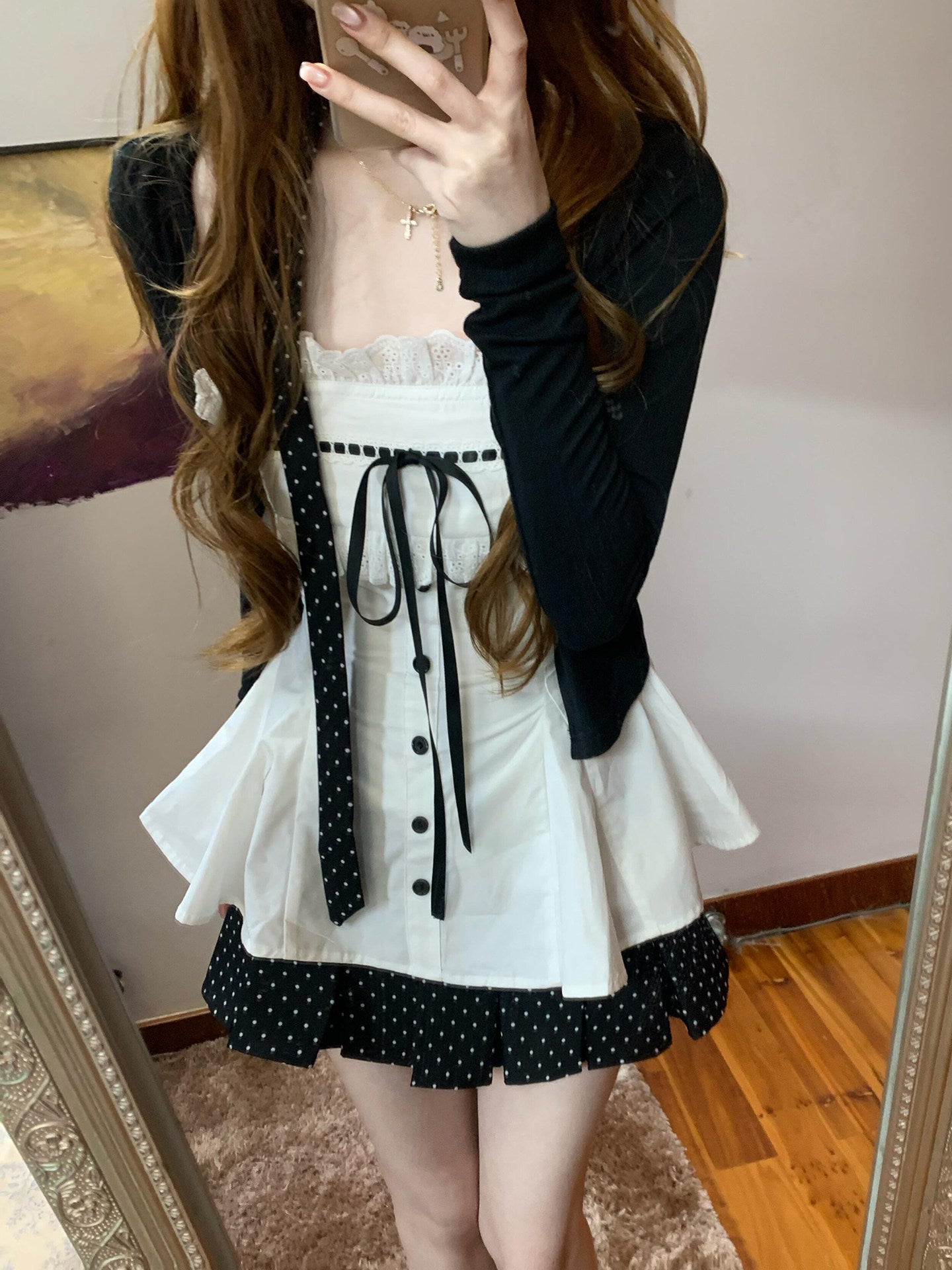 レースキャミ&カーディガン セット TK0411