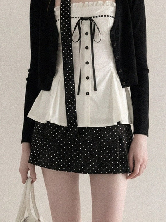 ブラック ドット柄ミニスカート TK0412