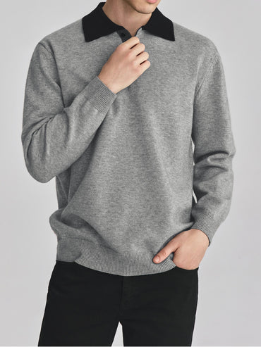 「ユニセックス」ポロカラー ニットセーター TK0426