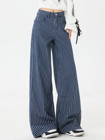 ストライプブルーワイドデニムパンツ TK0438