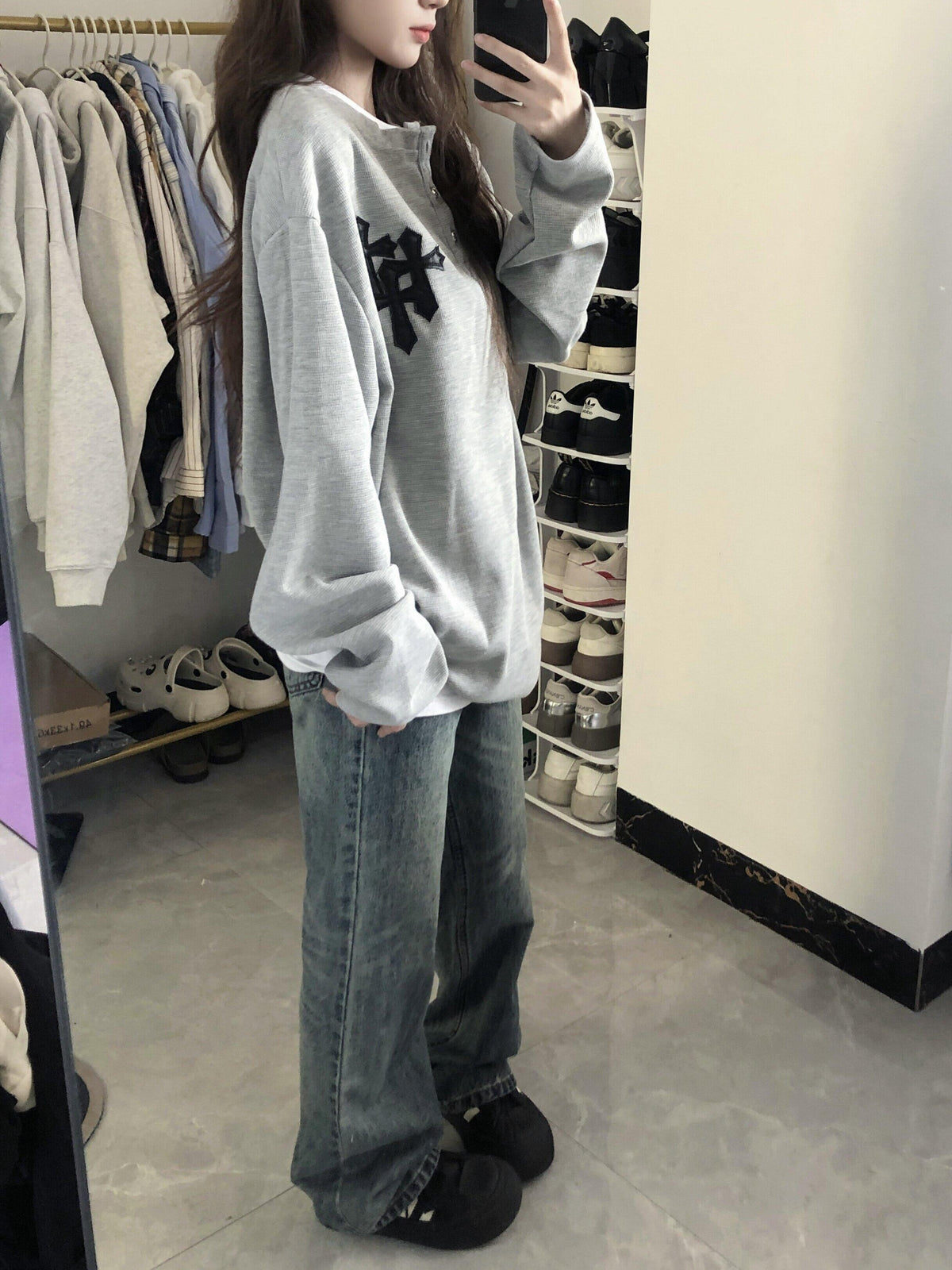 ワッフルヘンリーネックTシャツ TK0459