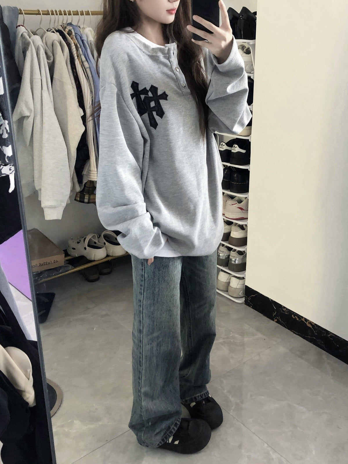 ワッフルヘンリーネックTシャツ TK0459