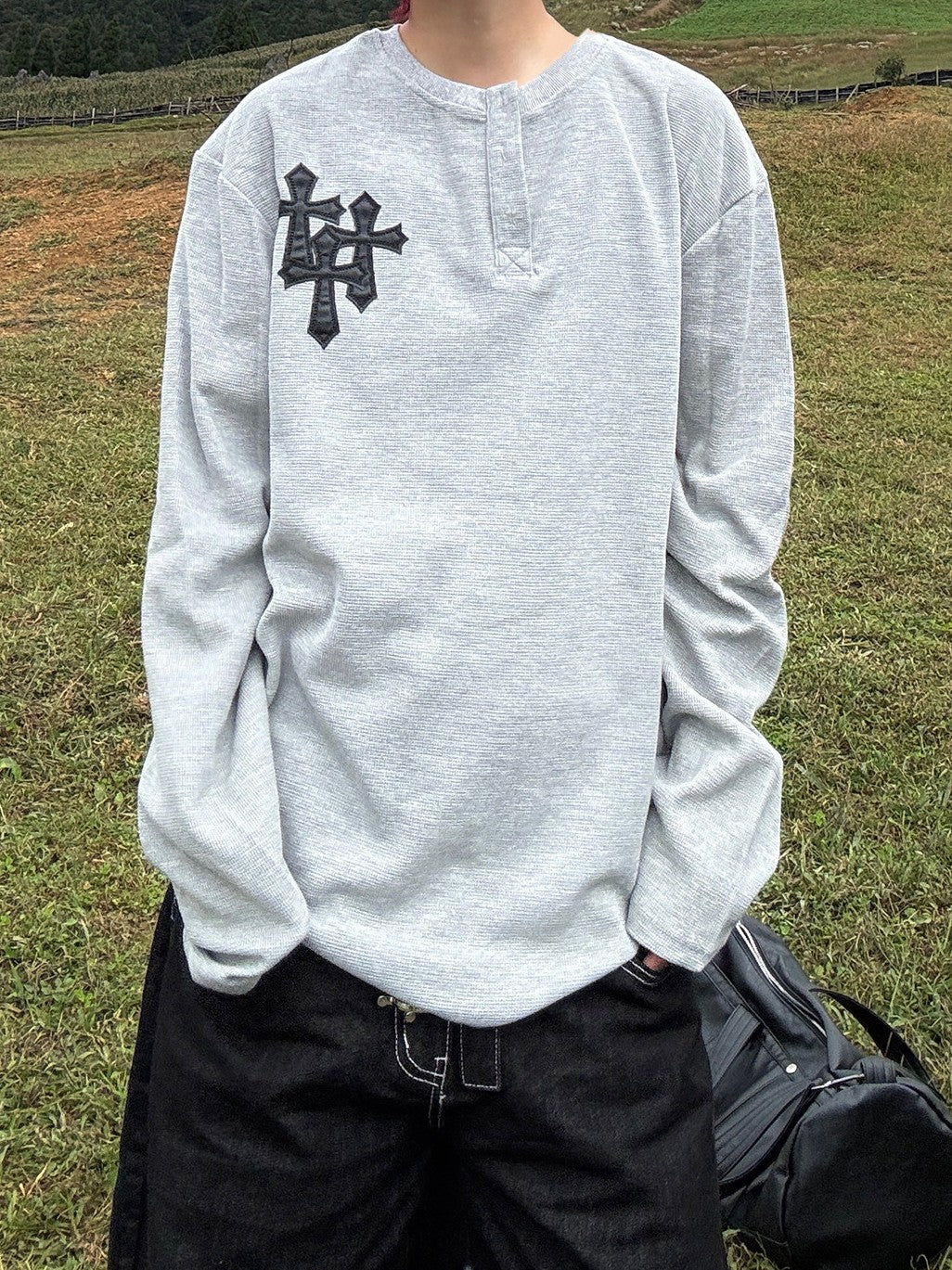 ワッフルヘンリーネックTシャツ TK0459