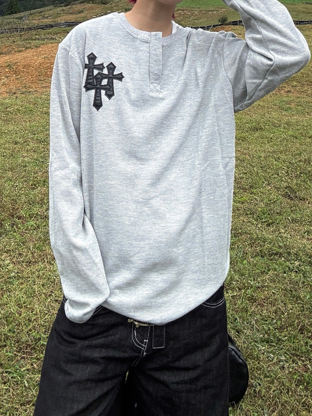ワッフルヘンリーネックTシャツ TK0459