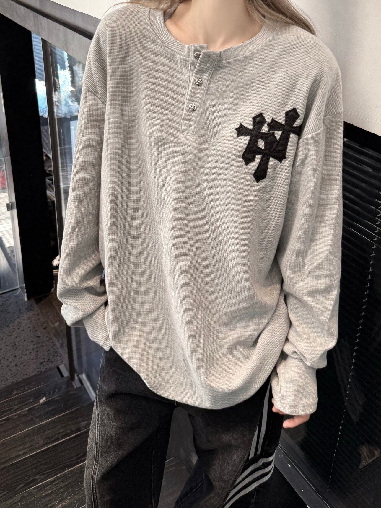 ワッフルヘンリーネックTシャツ TK0459