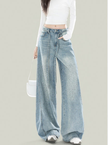 ストーン付きデニムワイドバルーンパンツ TK0469
