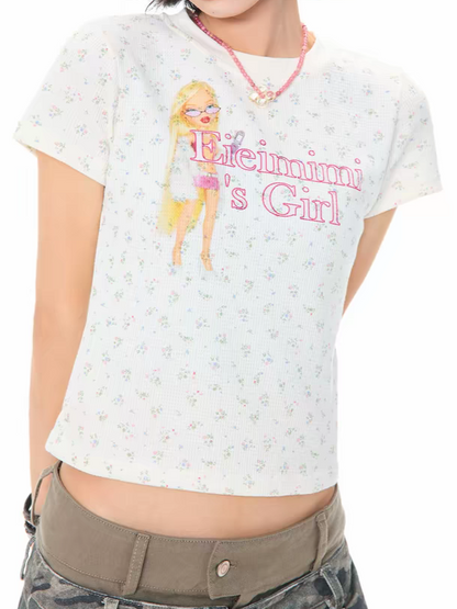 ワッフルフラワーラウンドTシャツ TK0476
