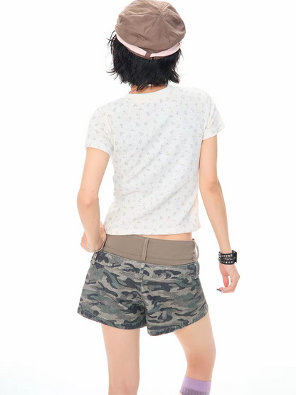 ワッフルフラワーラウンドTシャツ TK0476