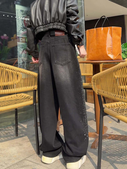 ストーン付きデニムワイドパンツ TK0484