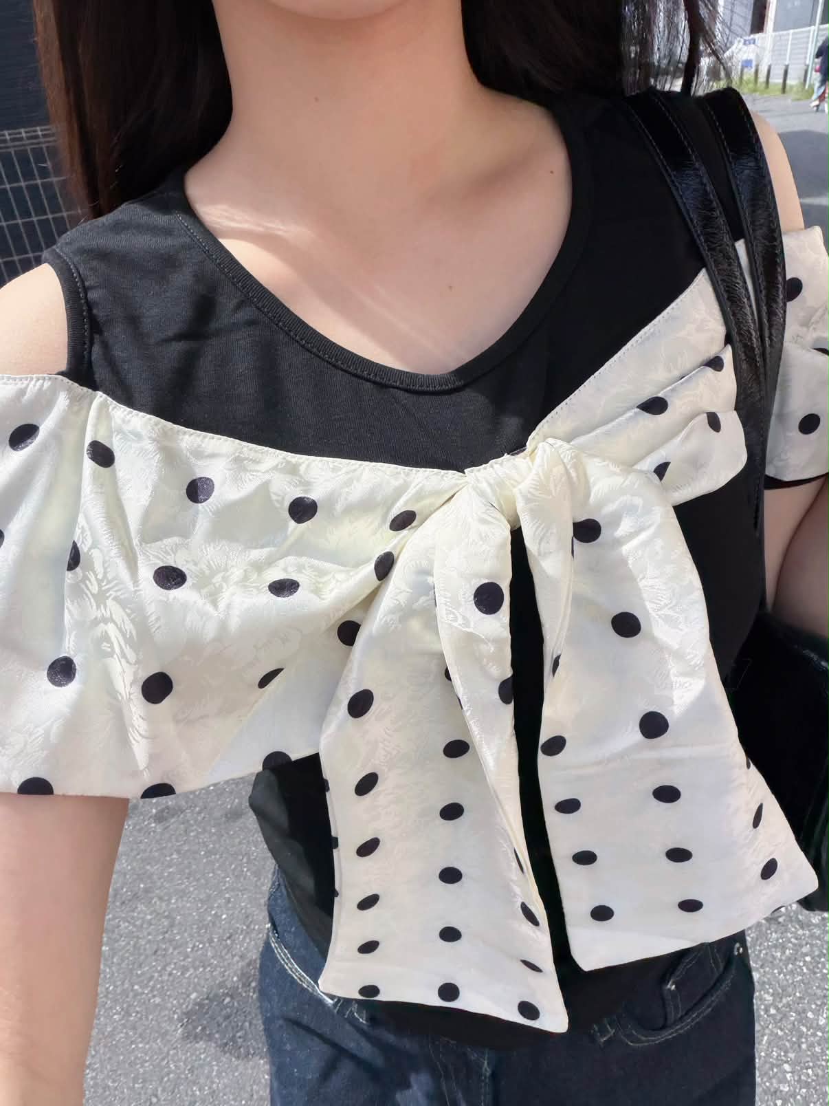 「hinata」リボン ビスチェドッキングトップス TK0486
