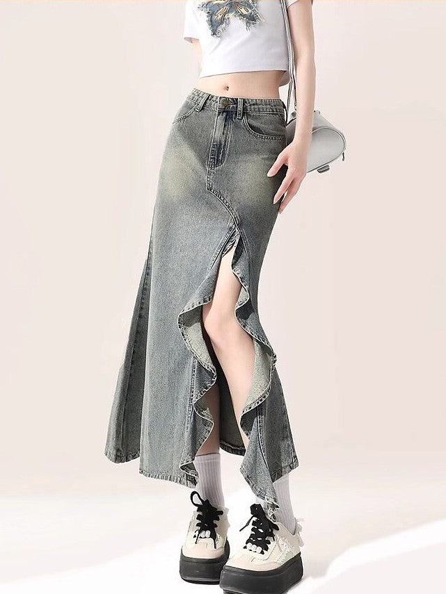 アシンメトリーデニムスカート TK0491