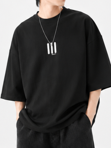 コットンプリントラウンドネックTシャツ TK0492