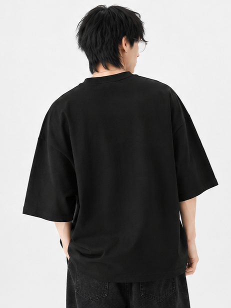 コットンプリントラウンドネックTシャツ TK0492
