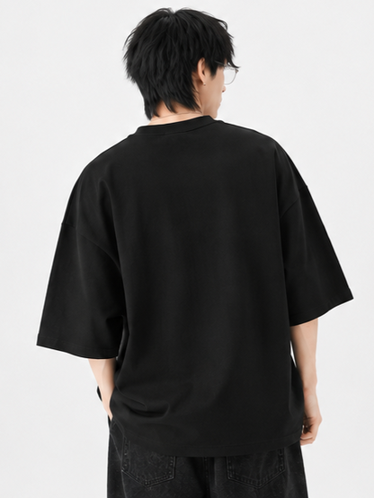 コットンプリントラウンドネックTシャツ TK0492