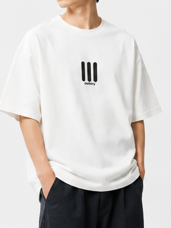 コットンプリントラウンドネックTシャツ TK0492