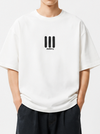 コットンプリントラウンドネックTシャツ TK0492
