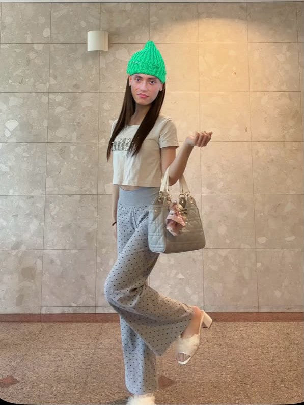 「lunlunkitty」ハイウエストドットフレアパンツ TK0505