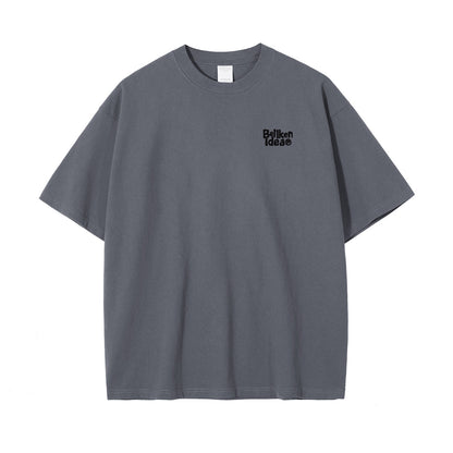 グレーコットンロゴプリントTシャツ TK0510