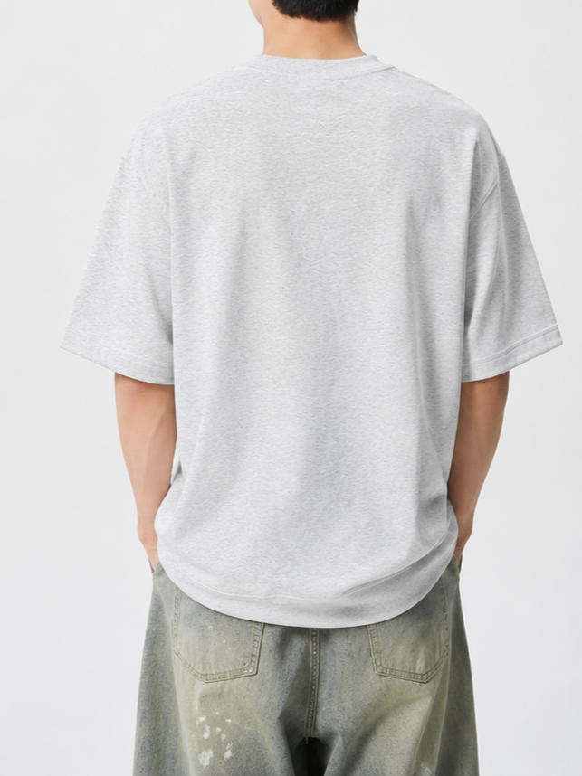 グレーコットンロゴプリントTシャツ TK0510