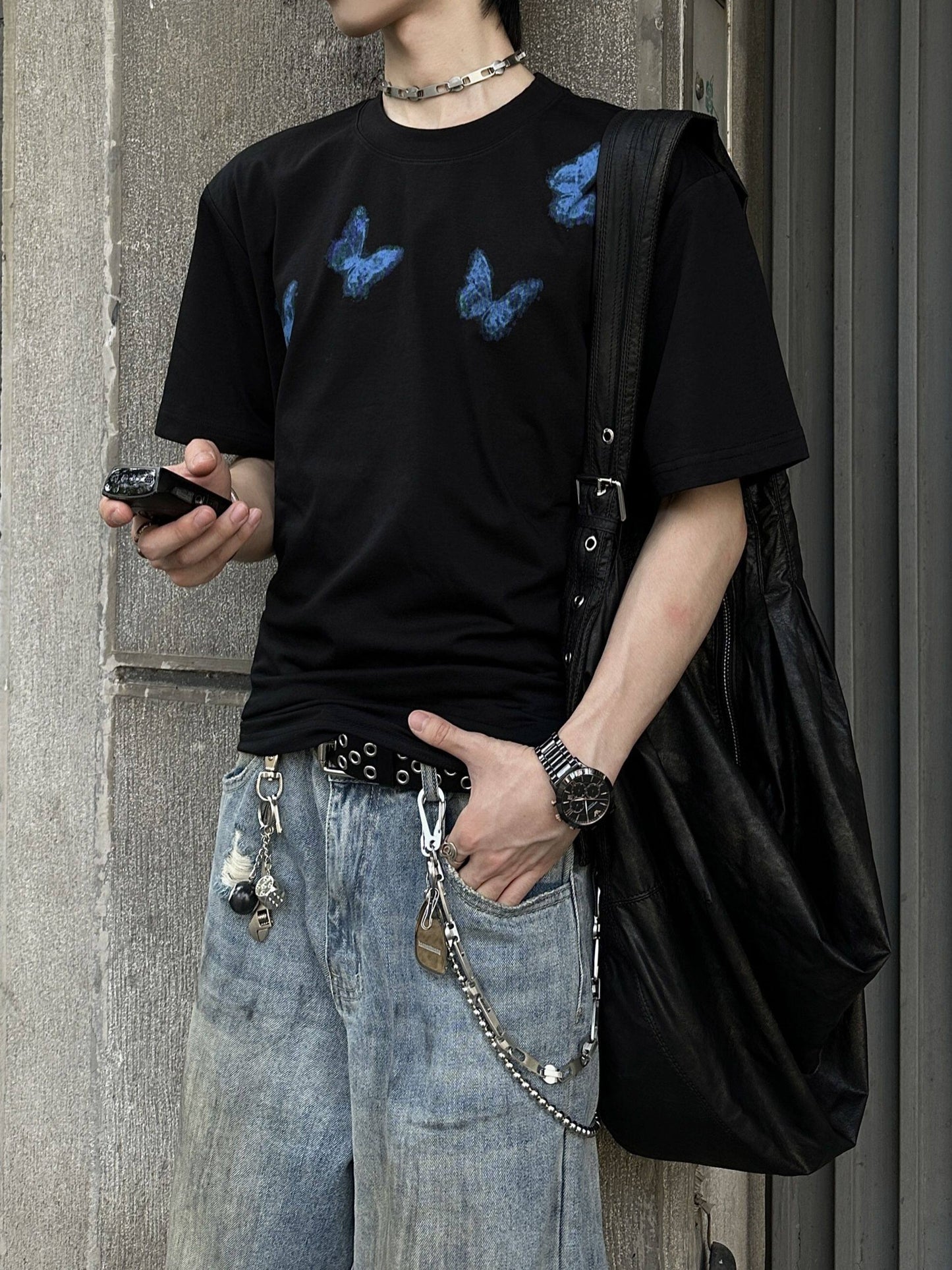 コットンバタフライプリントTシャツ TK0513
