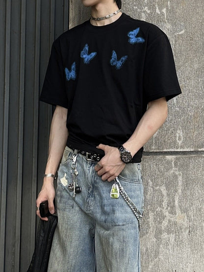コットンバタフライプリントTシャツ TK0513