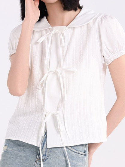 リボンタイ付きドールカラーTシャツ TK0519