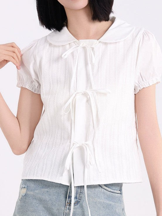 リボンタイ付きドールカラーTシャツ TK0519