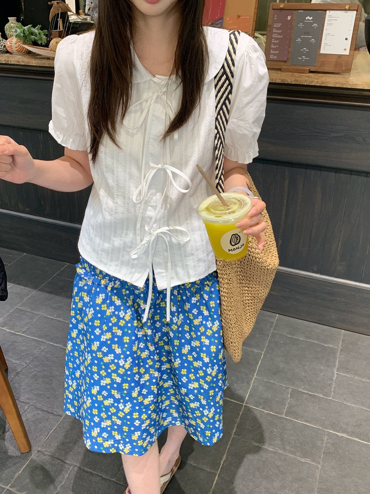 リボンタイ付きドールカラーTシャツ TK0519