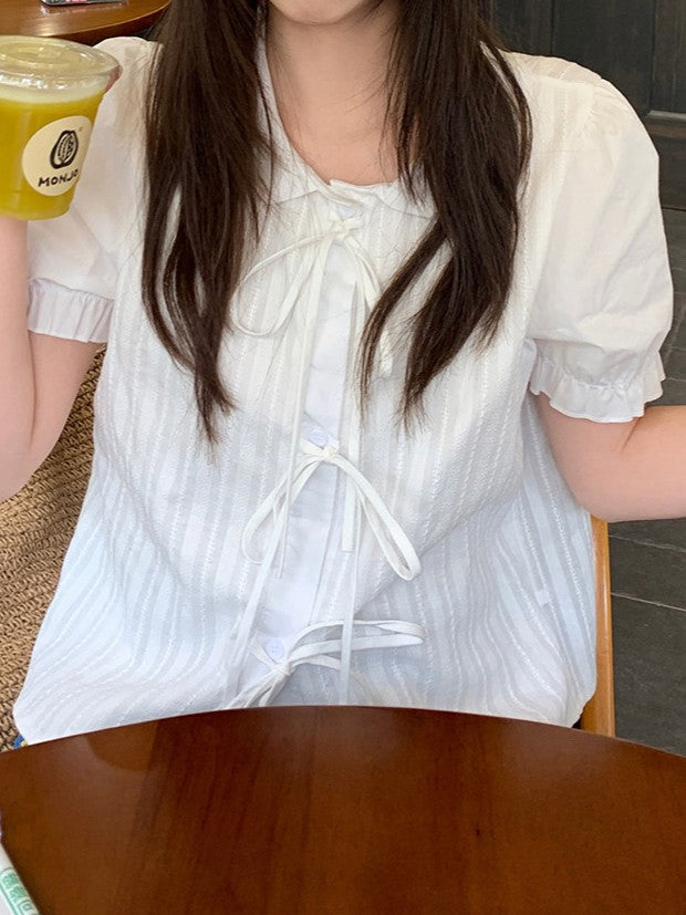 リボンタイ付きドールカラーTシャツ TK0519