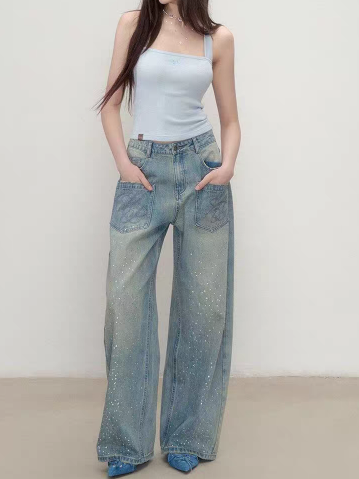 ストーン付き大ポケットデニムパンツ TK0520