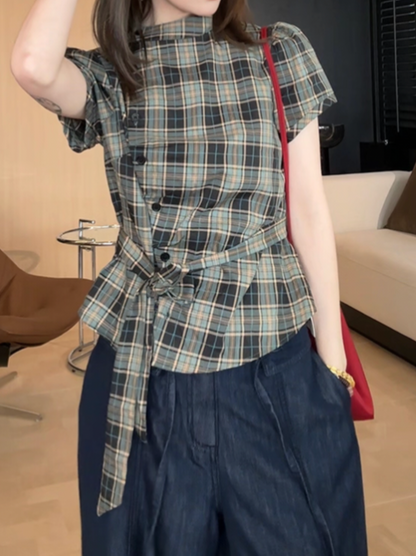 グリーンチェックTシャツ TK0525