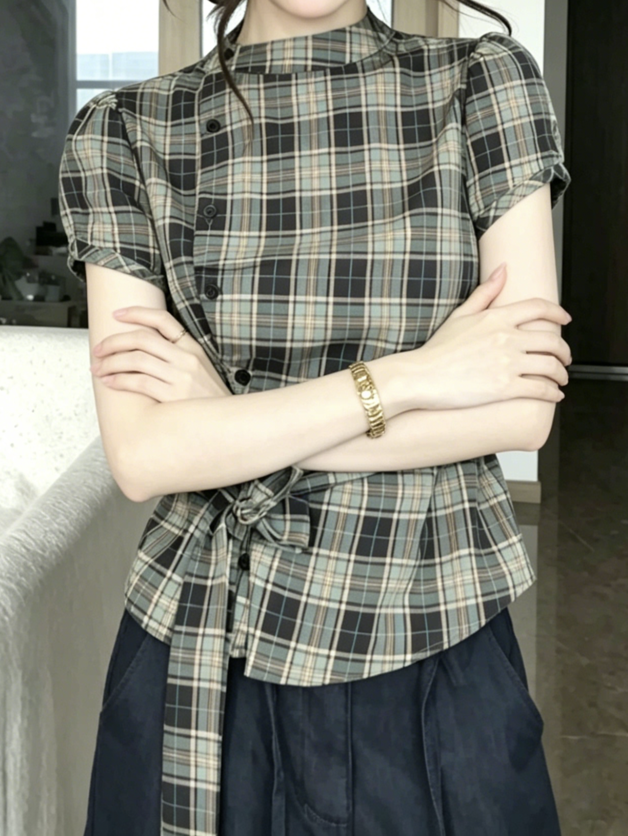 グリーンチェックTシャツ TK0525