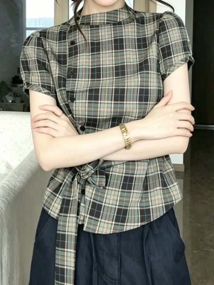 グリーンチェックTシャツ TK0525