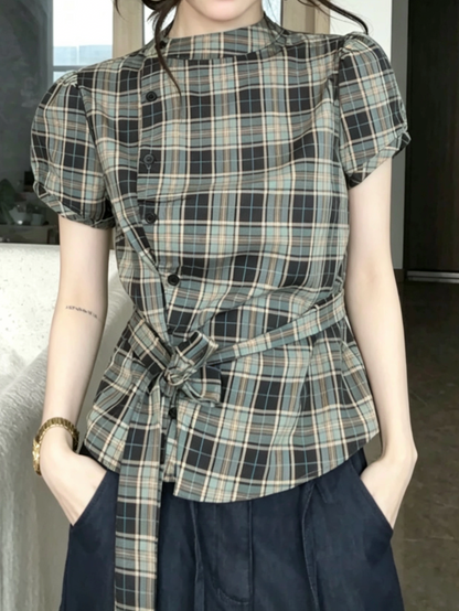 グリーンチェックTシャツ TK0525