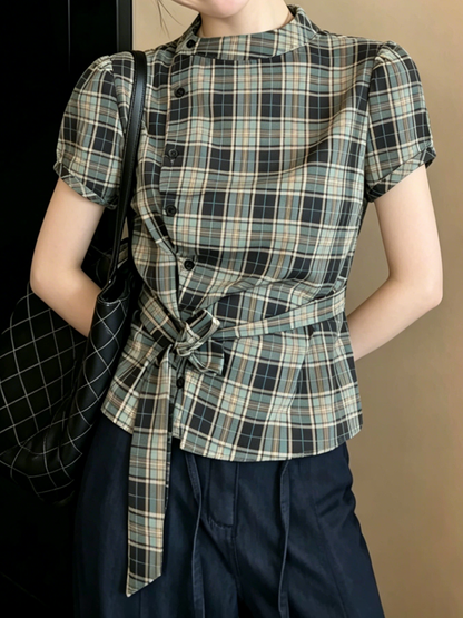 グリーンチェックTシャツ TK0525