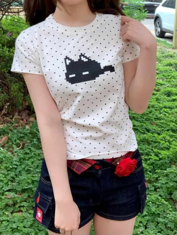 ドットキャットプリントTシャツ TK0532