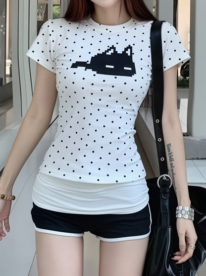 ドットキャットプリントTシャツ TK0532
