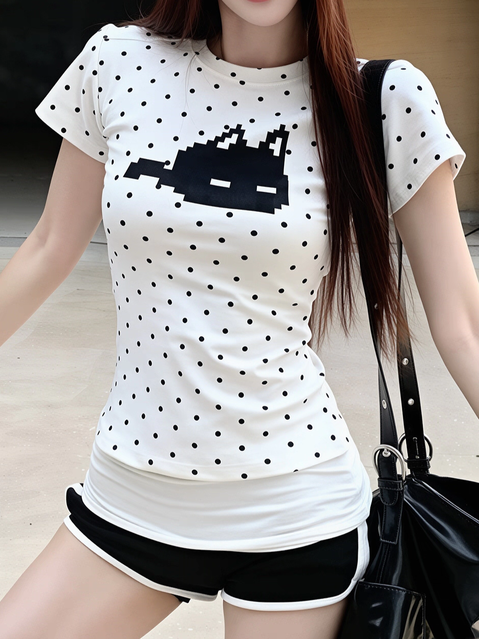 ドットキャットプリントTシャツ TK0532