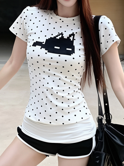 ドットキャットプリントTシャツ TK0532