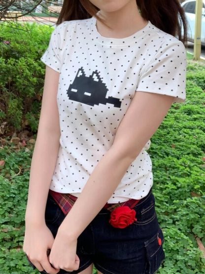 ドットキャットプリントTシャツ TK0532